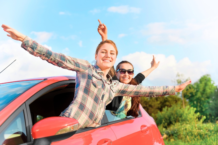 Woman Driving in Nature